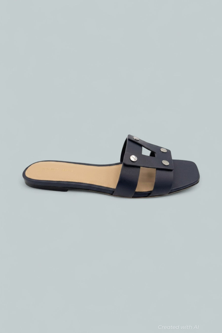 Women’s Via Leather Slide Sandals - Navy - 9.5 - Slip-On