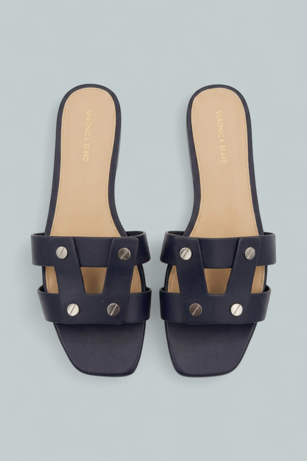 Women’s Via Leather Slide Sandals - Navy - 9.5 - Slip-On