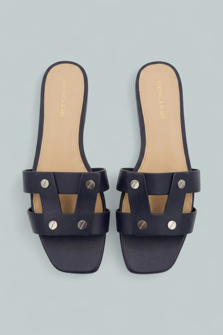 Women’s Via Leather Slide Sandals - Navy - 9.5 - Slip-On