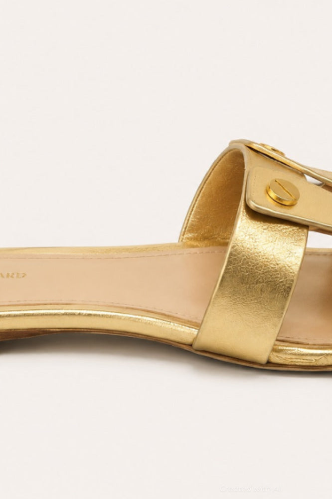 Women’s Via Leather Slide Sandals - Pale Gold - Sandal