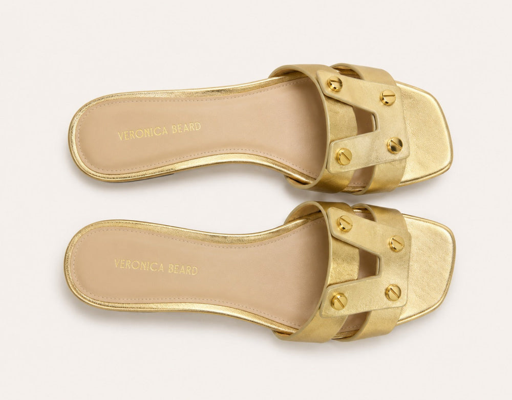 Women’s Via Leather Slide Sandals - Pale Gold - Sandal