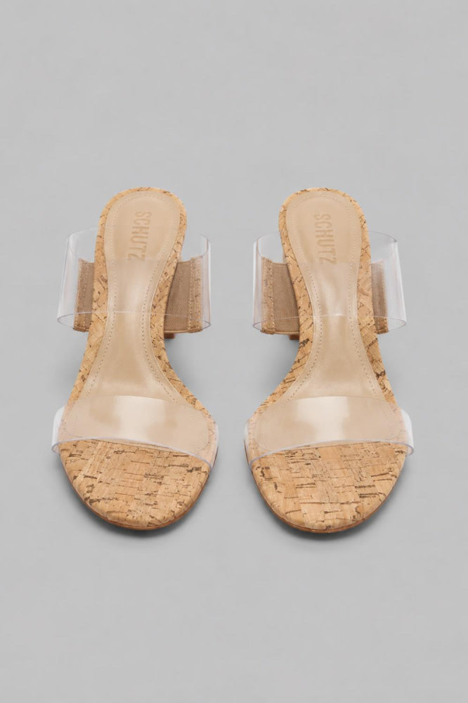 Women’s Victorie Block Heel Slide Sandals - Transparent/Cork - Sandal