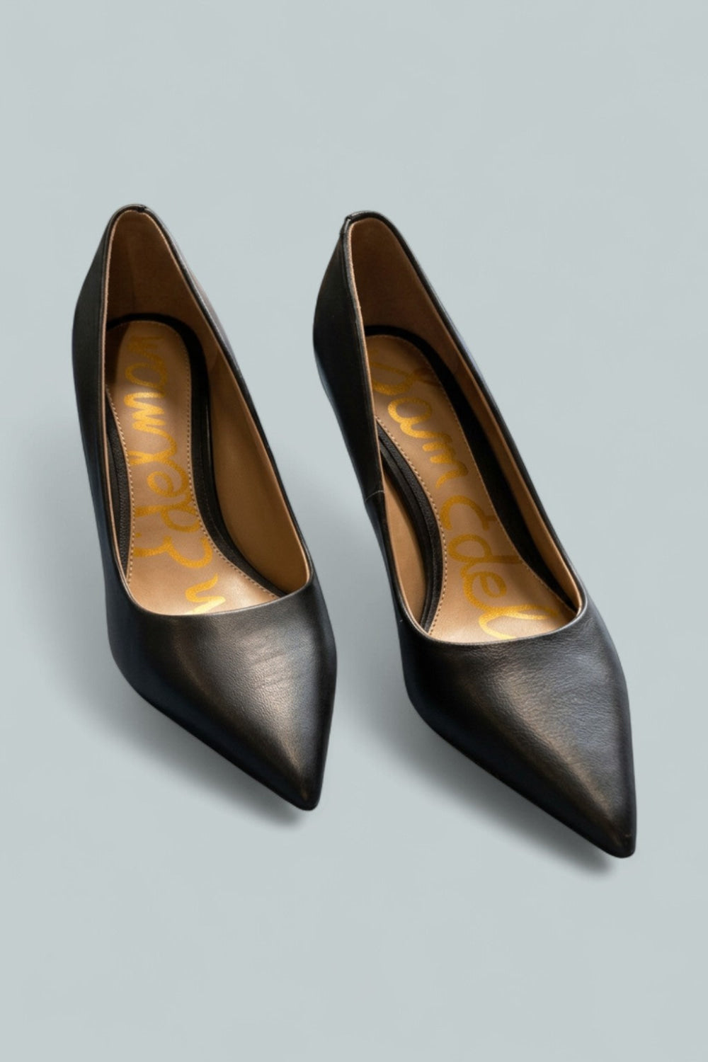 Women’s Vienna Pointed Toe Mid Heel Pumps - Black Leather - Heels