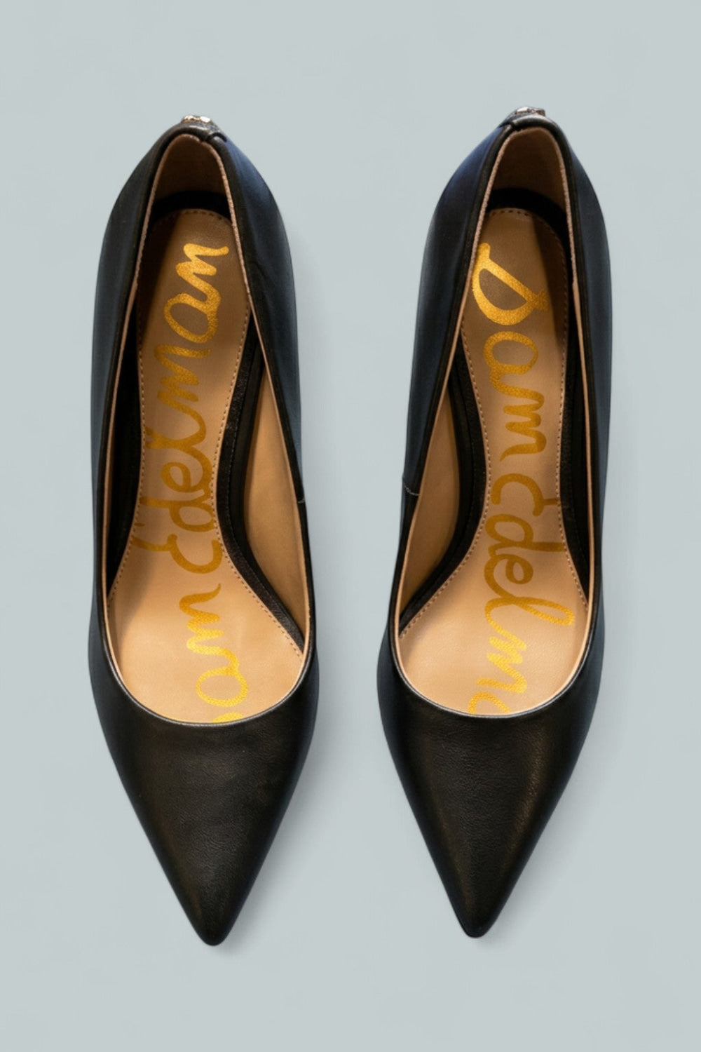 Women’s Vienna Pointed Toe Mid Heel Pumps - Black Leather - Heels