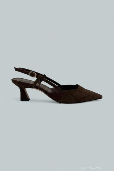 Women’s Vinnie 50 Slingback Suede Pumps - Walnut - 7 - Slingback