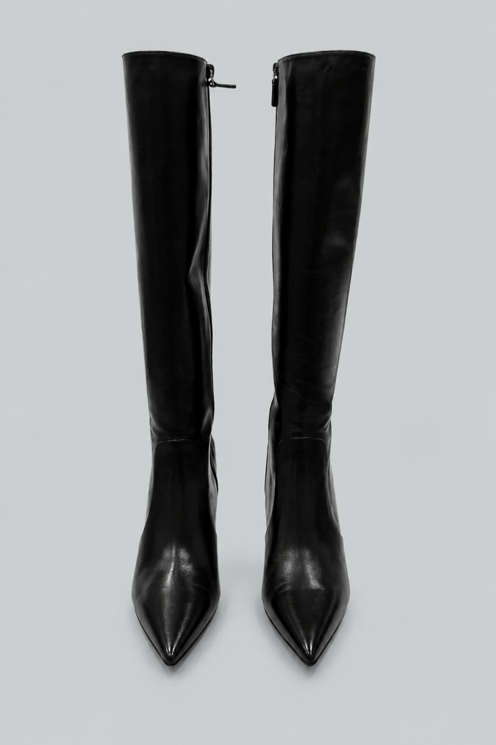 Women’s Vinnie 85 Leather Tall Boots - Black - 6.5 - Loafers
