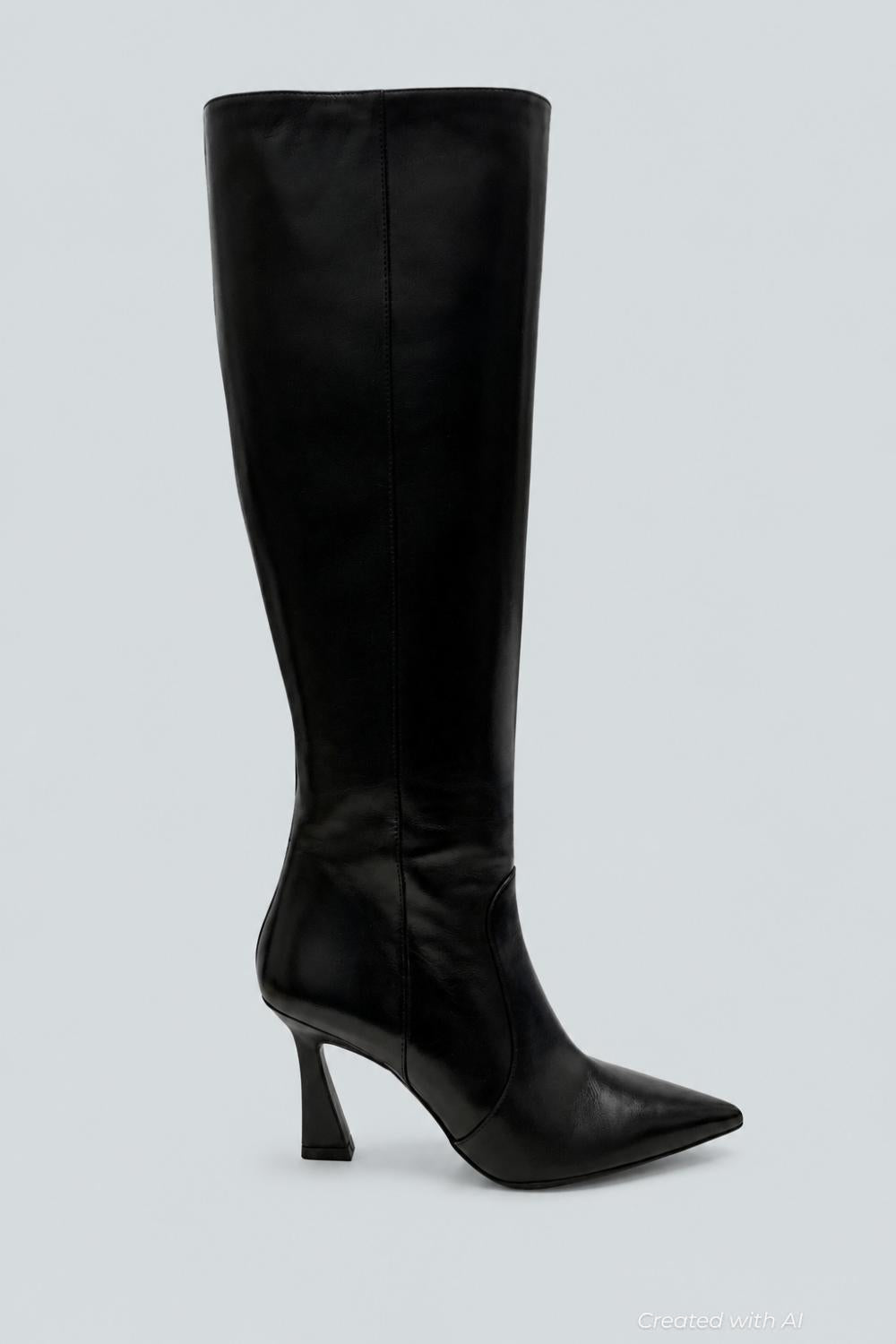 Women’s Vinnie 85 Leather Tall Boots - Black - 6.5 - Loafers