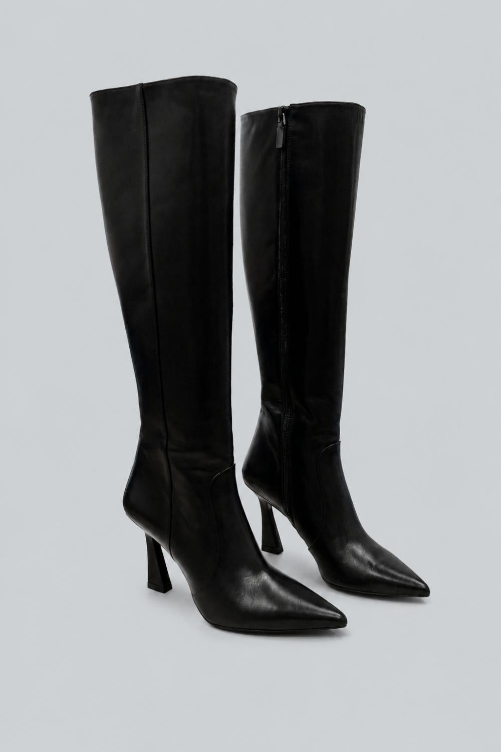 Women’s Vinnie 85 Leather Tall Boots - Black - 6.5 - Loafers