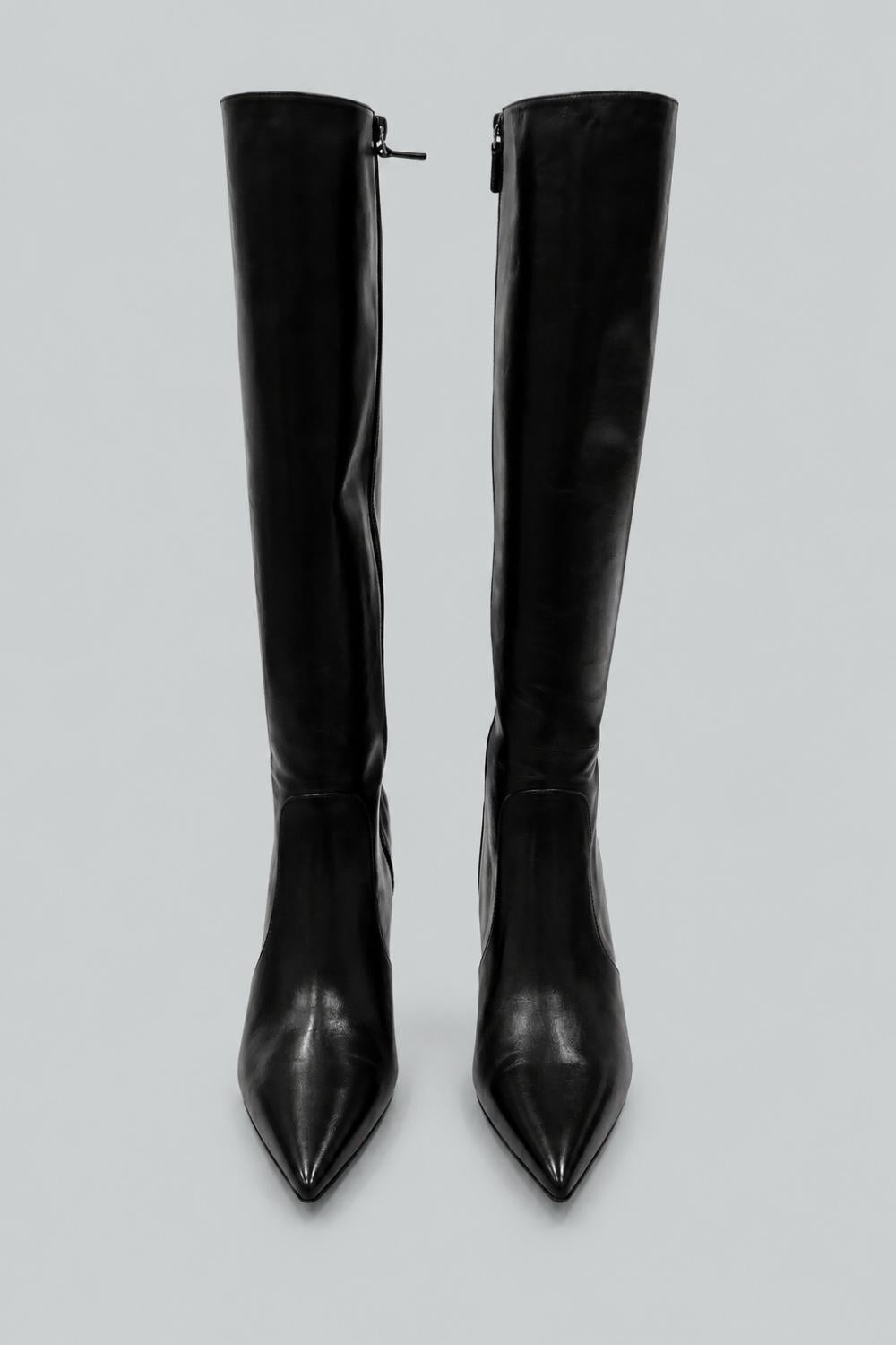 Women’s Vinnie 85 Leather Tall Boots - Black - 6.5 - Loafers