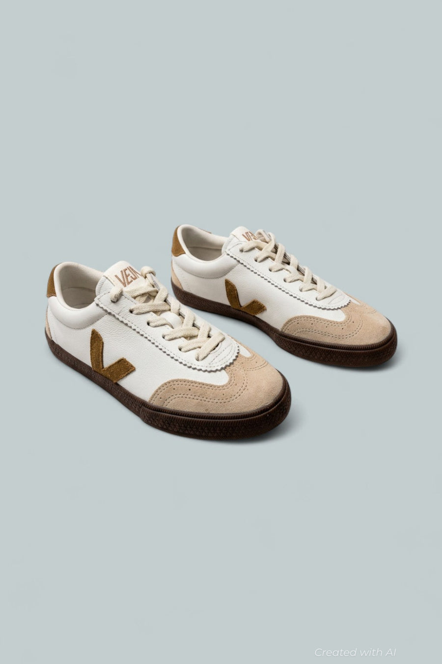 Women’s Volley Low Top Sneakers - White/Bark Leather - 5 - Sneaker