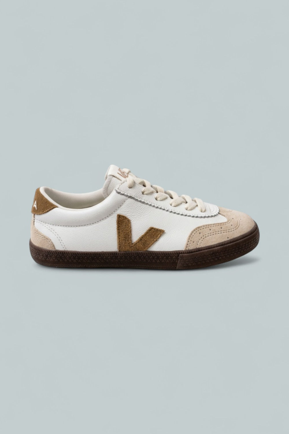 Women’s Volley Low Top Sneakers - White/Bark Leather - 5 - Sneaker