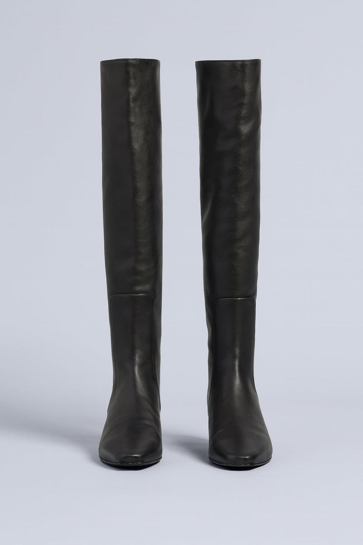Women’s Wally Leather Flat Boots - Black Leather - Boots