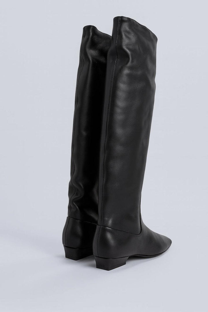 Women’s Wally Leather Flat Boots - Black Leather - Boots