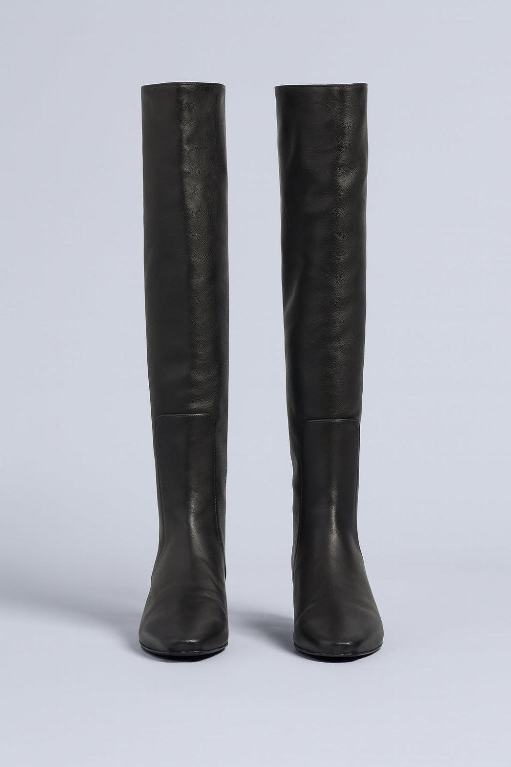 Women’s Wally Leather Flat Boots - Black Leather - Boots
