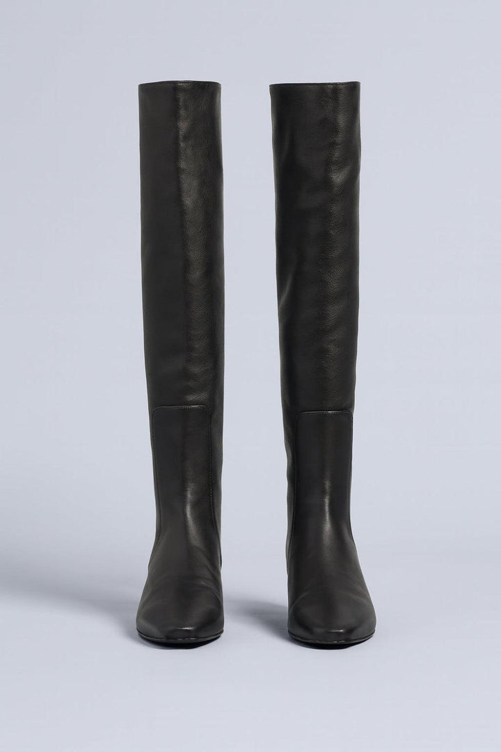 Women’s Wally Leather Flat Boots - Black Leather - Boots