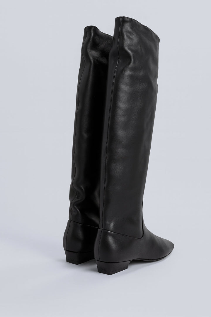Women’s Wally Leather Flat Boots - Black Leather - Boots