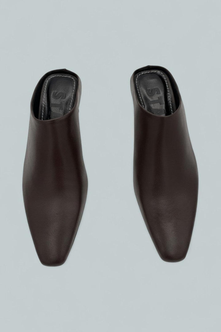 Women’s Wally Leather Mid Heel Mules - Espresso Leather - Mules