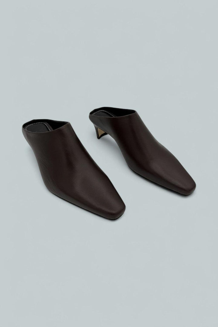 Women’s Wally Leather Mid Heel Mules - Espresso Leather - Mules