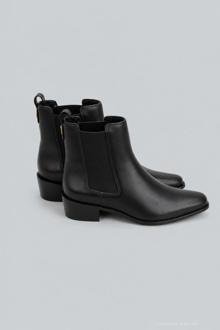 Women’s Western Pointed Ankle Chelsea Boots - Perfect Black - 9.5 - Bootie