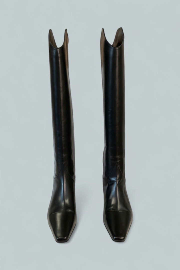 Women’s Western Wally Leather Tall Boots - Black Leather - 7.5 US / 37.5 EU - Boots