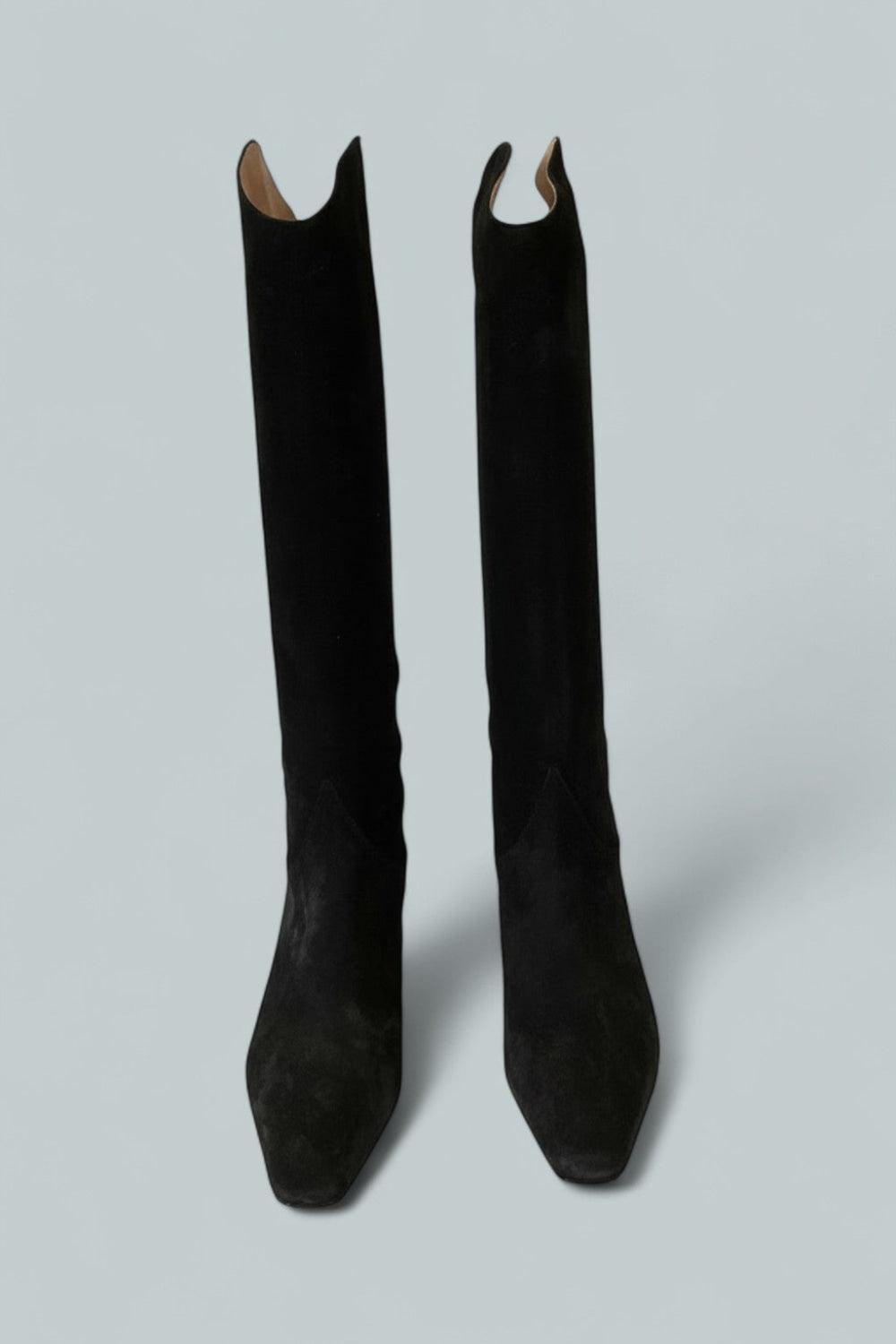 Women’s Western Wally Suede Tall Boots - Black Suede - 7 US / 37 EU - Boots