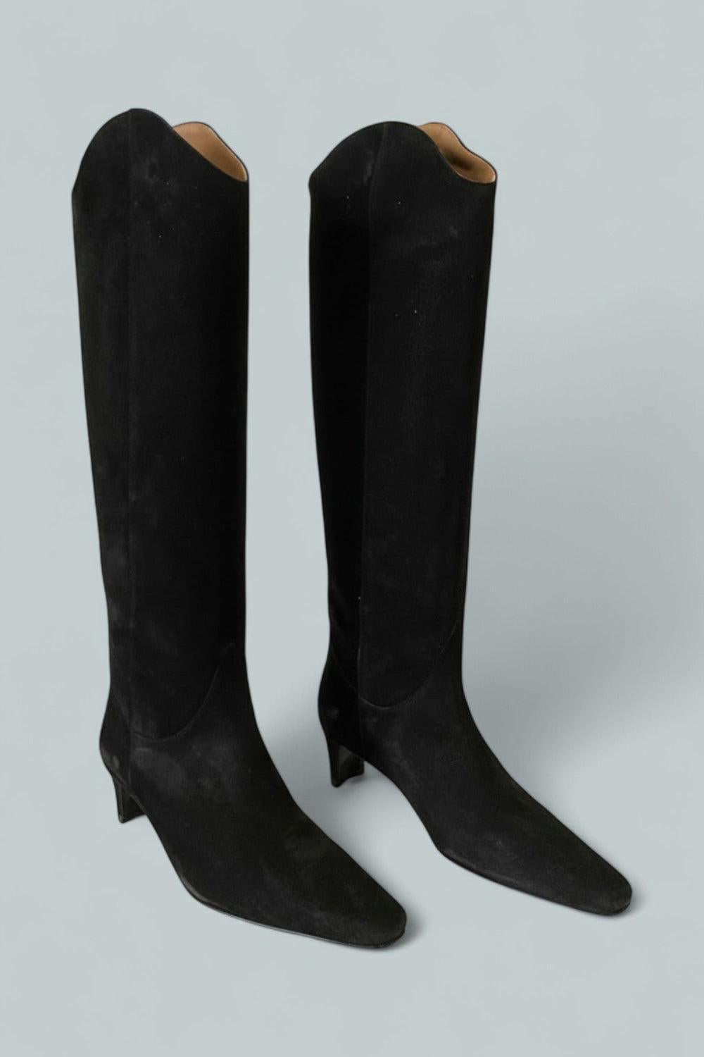 Women’s Western Wally Suede Tall Boots - Black Suede - 7 US / 37 EU - Boots