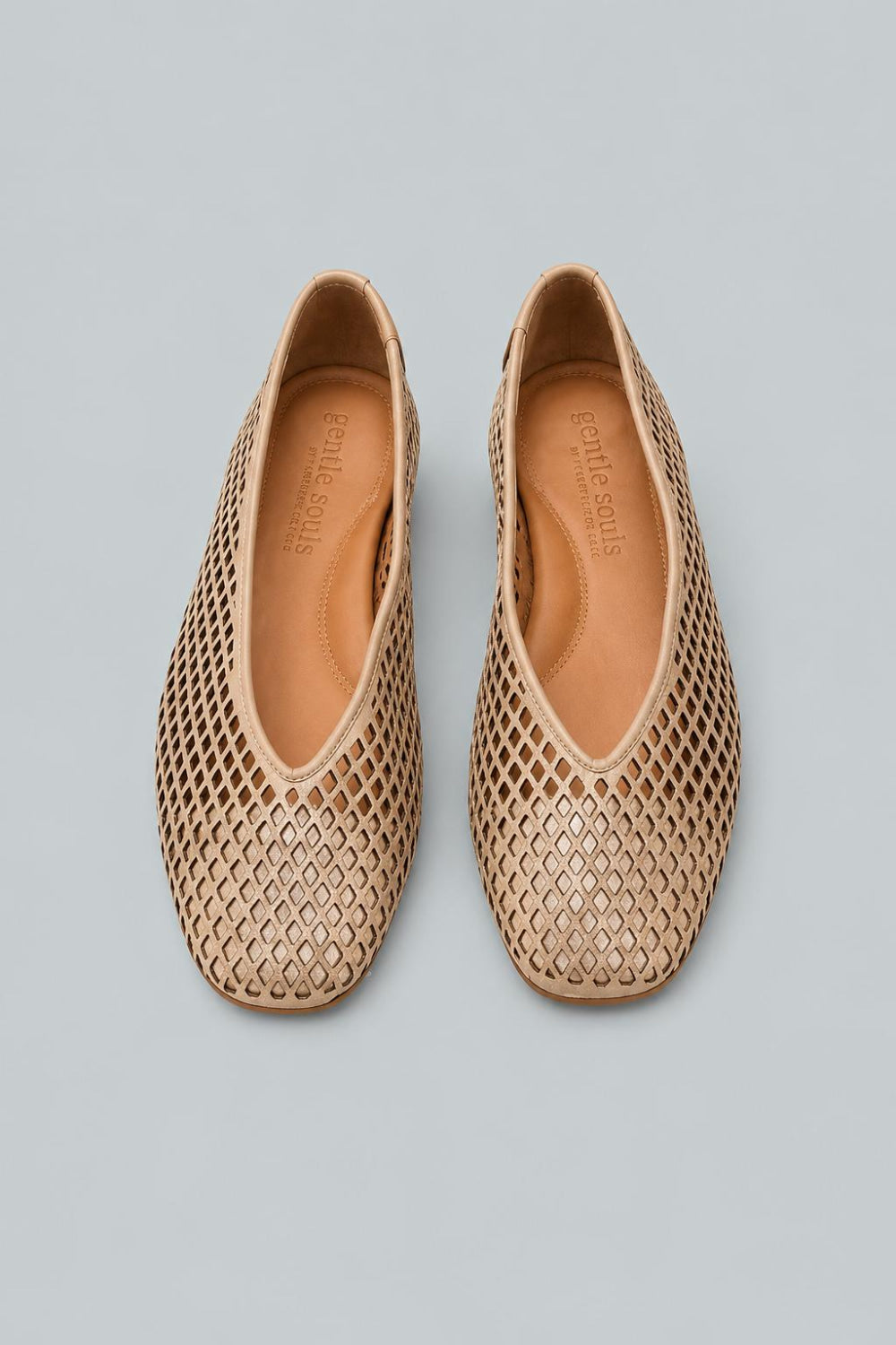 Women’s Willow Perforated Leather Ballet Flats - Gravel Leather - Flats