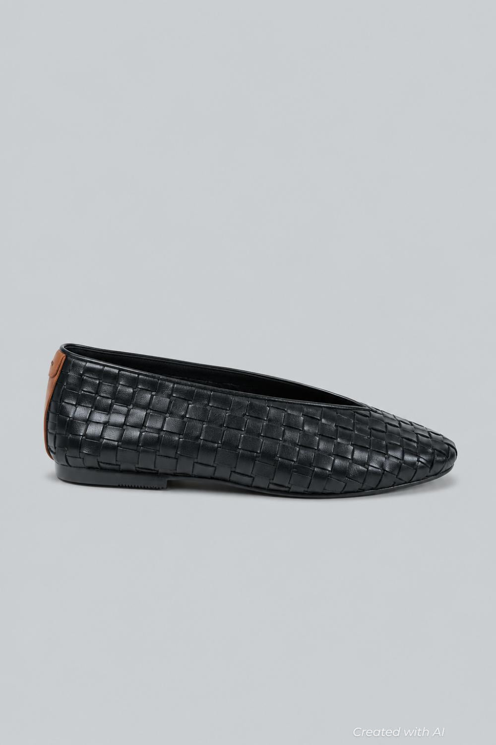 Women’s Willow Woven Flats - Black Leather - 6 - Flats