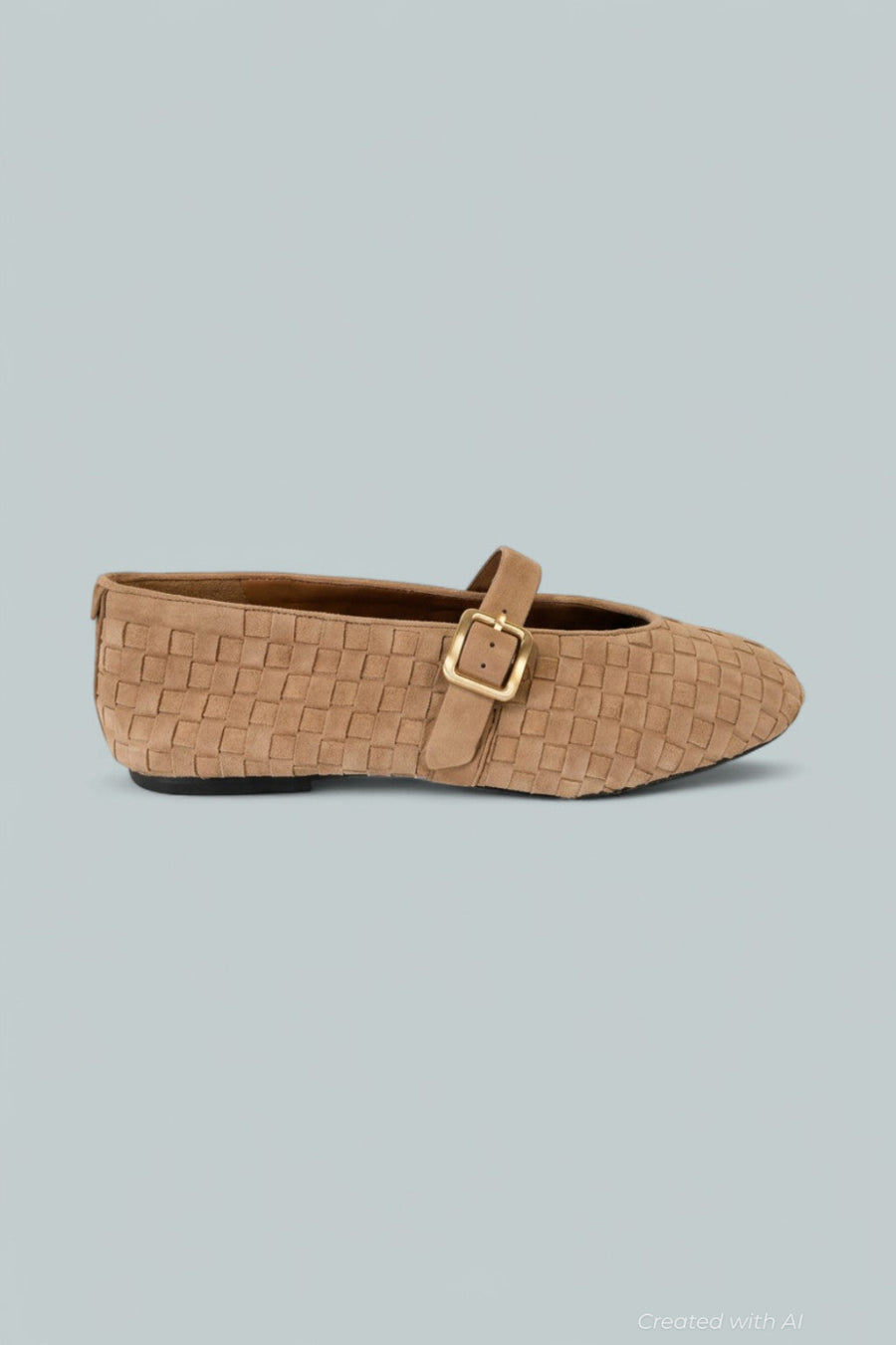 Women’s Winifred Woven Suede Ballerina Flats - Camel Suede - 8 - Mary Jane
