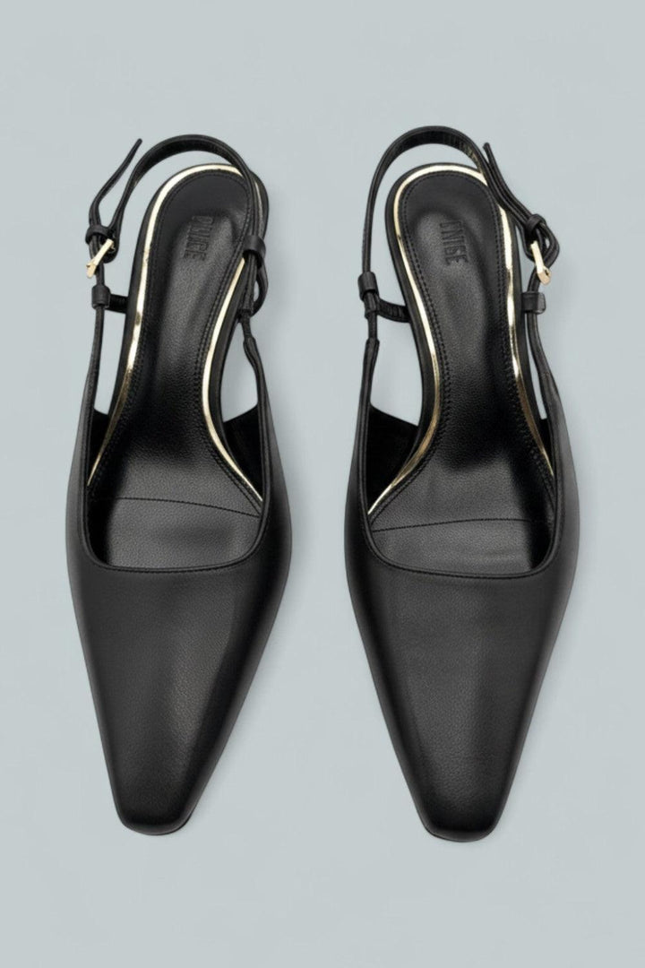 Women’s Winnie Leather Slingback Pumps - Black - 7 - Pumps