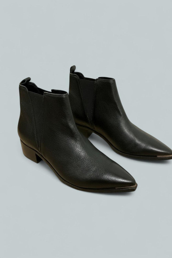 Women’s Yale Pointy Toe Chelsea Booties - Black Leather - 7.5MUS - Booties