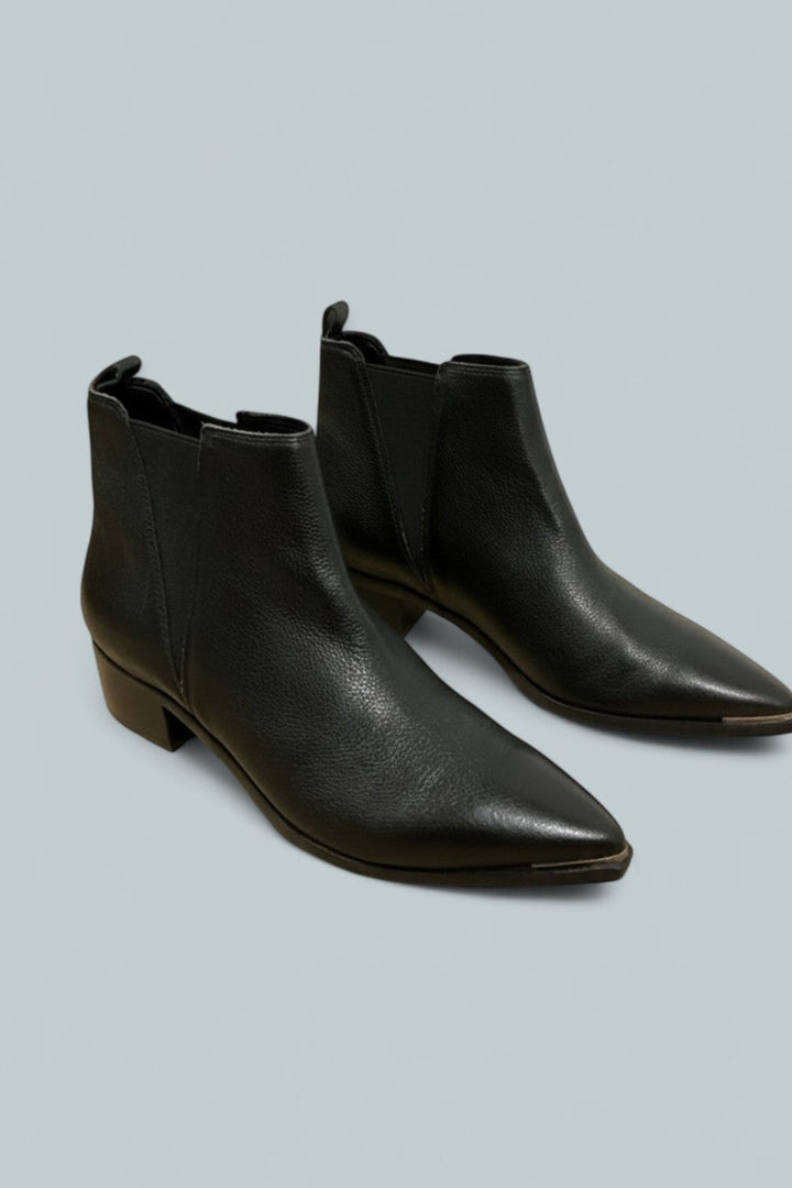 Women’s Yale Pointy Toe Chelsea Booties - Black Leather - 7.5MUS - Booties