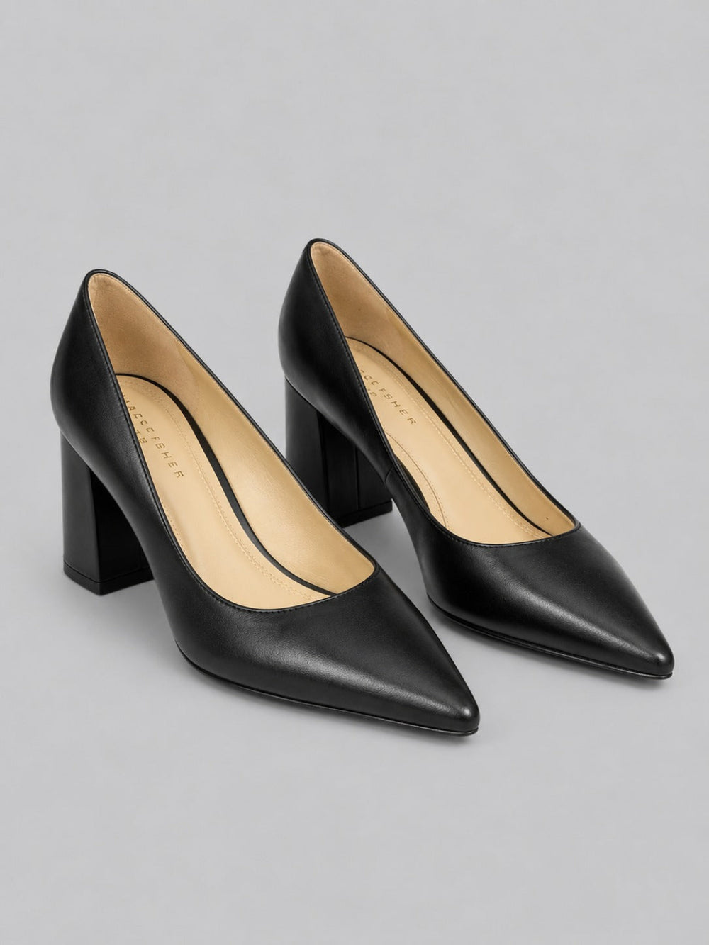 Women’s Zala Pointed Toe Block Heel Pumps - Black Leather - 8.5 - Heels