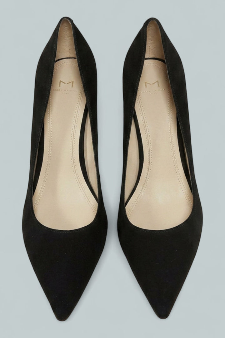 Women’s Zala Pointed Toe Block Heel Pumps - Black Suede - 8 - Heels
