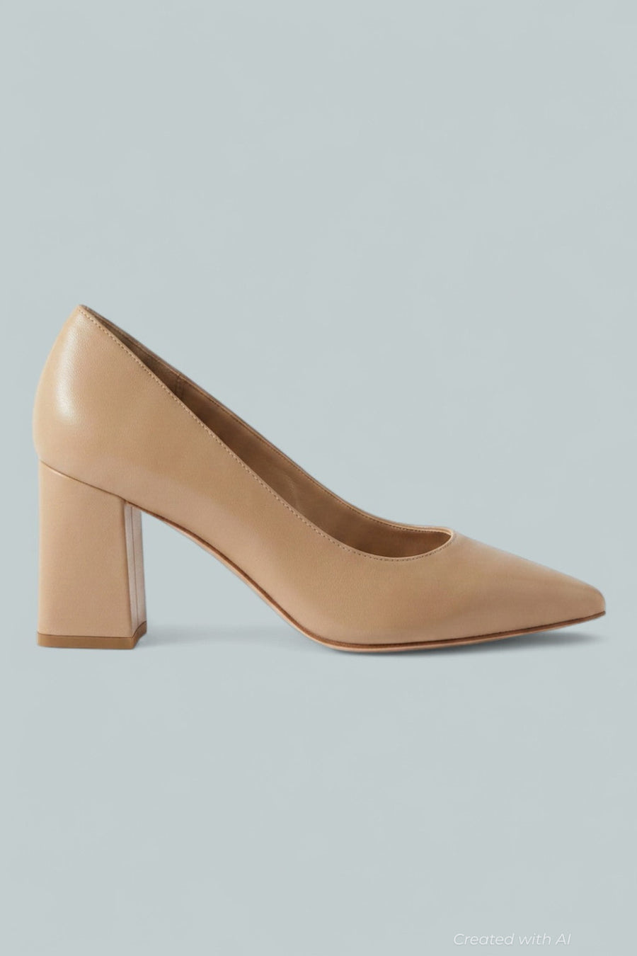 Women’s Zala Pointed Toe Block Heel Pumps - Light Natural Leather - Heels