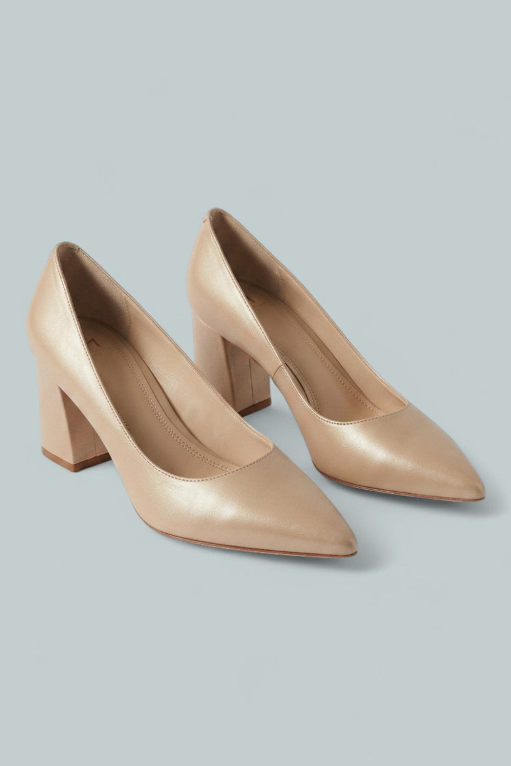 Women’s Zala Pointed Toe Block Heel Pumps - Light Natural Leather - Heels