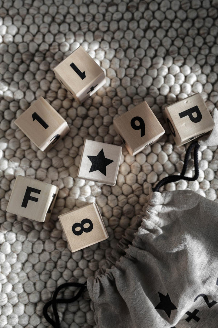 Wooden Math Blocks in Black - Wood - OS - Blocks