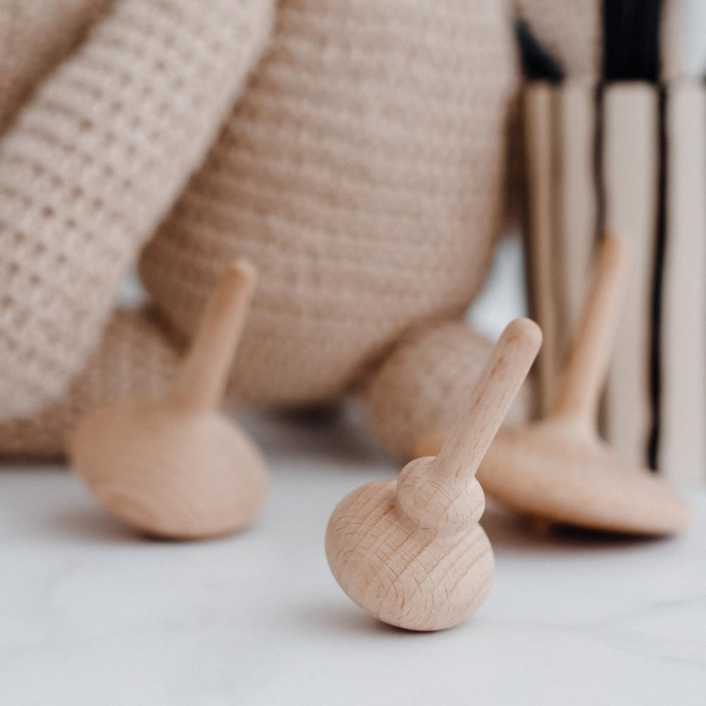 Wooden Spinning Top Three Little Woodies - Wood - OS - Wooden Toy