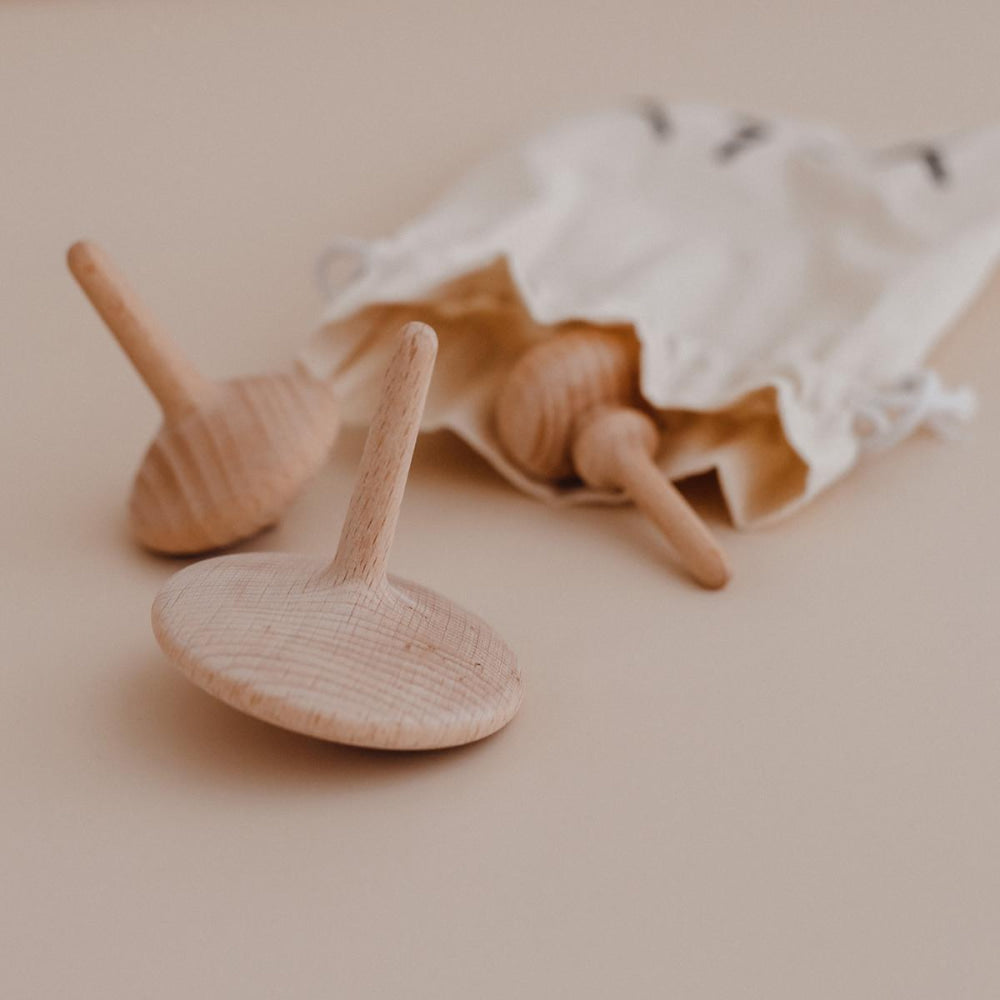 Wooden Spinning Top Three Little Woodies - Wood - OS - Wooden Toy