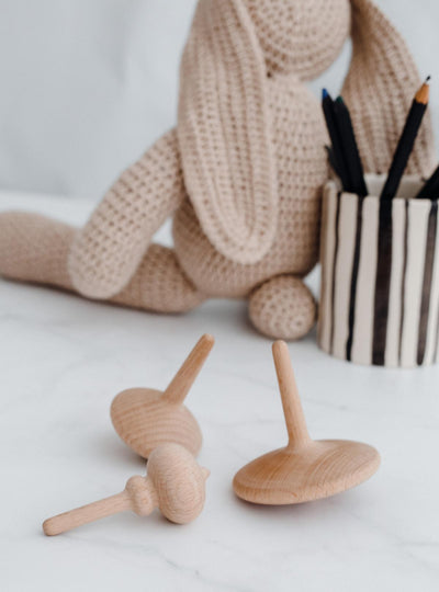 Wooden Spinning Top Three Little Woodies - Wood - OS - Wooden Toy