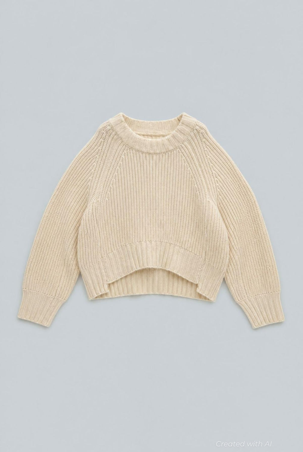 Wool-Blend Crewneck Cropped Sweater - Ivory - XL - Sweater