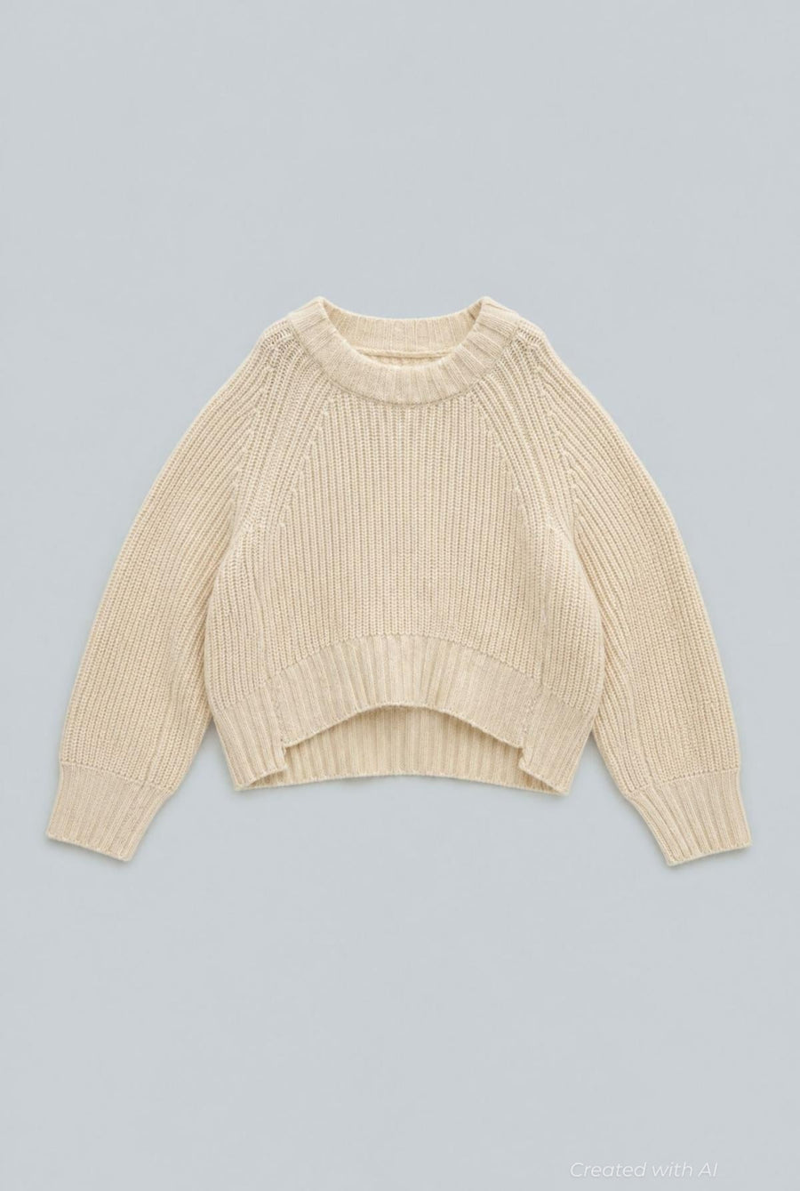 Wool-Blend Crewneck Cropped Sweater - Ivory - XL - Sweater