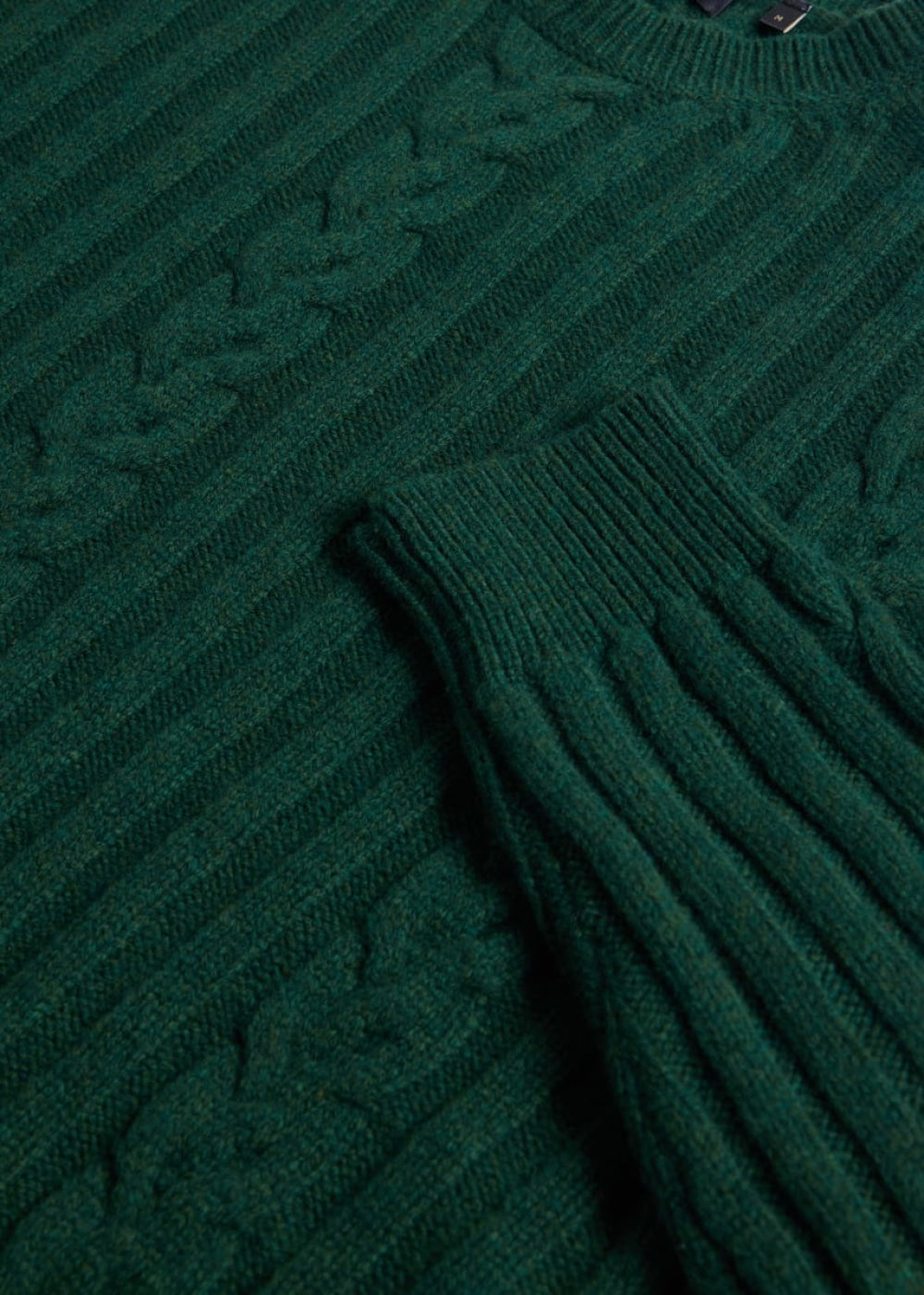 Wool Cable And Rib Crewneck Sweater - Green - XXL (46) - Sweater