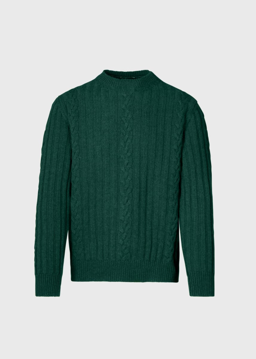 Wool Cable And Rib Crewneck Sweater - Green - XXL (46) - Sweater