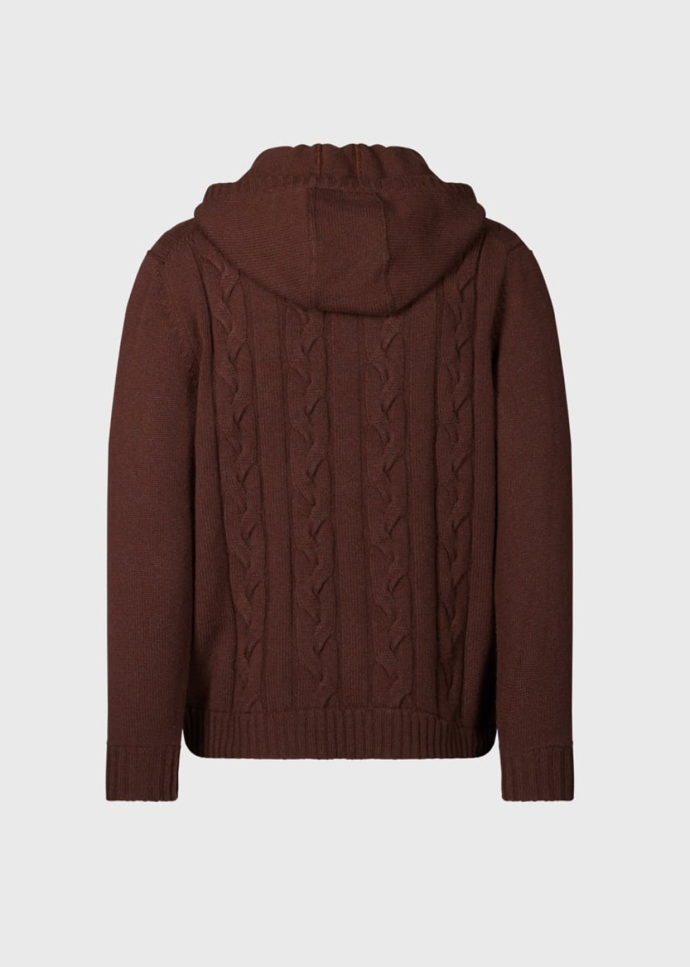 Wool & Cashmere Cable Knit Toggle Cardigan - Brown - Cardigan