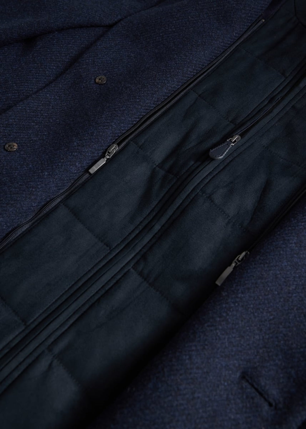 Wool & Cashmere Coat with Gilet - Navy - Trench Coat