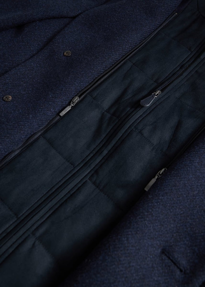 Wool & Cashmere Coat with Gilet - Navy - Trench Coat