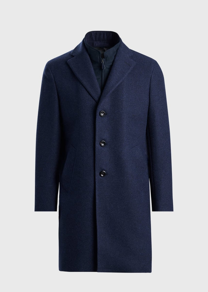 Wool & Cashmere Coat with Gilet - Navy - Trench Coat