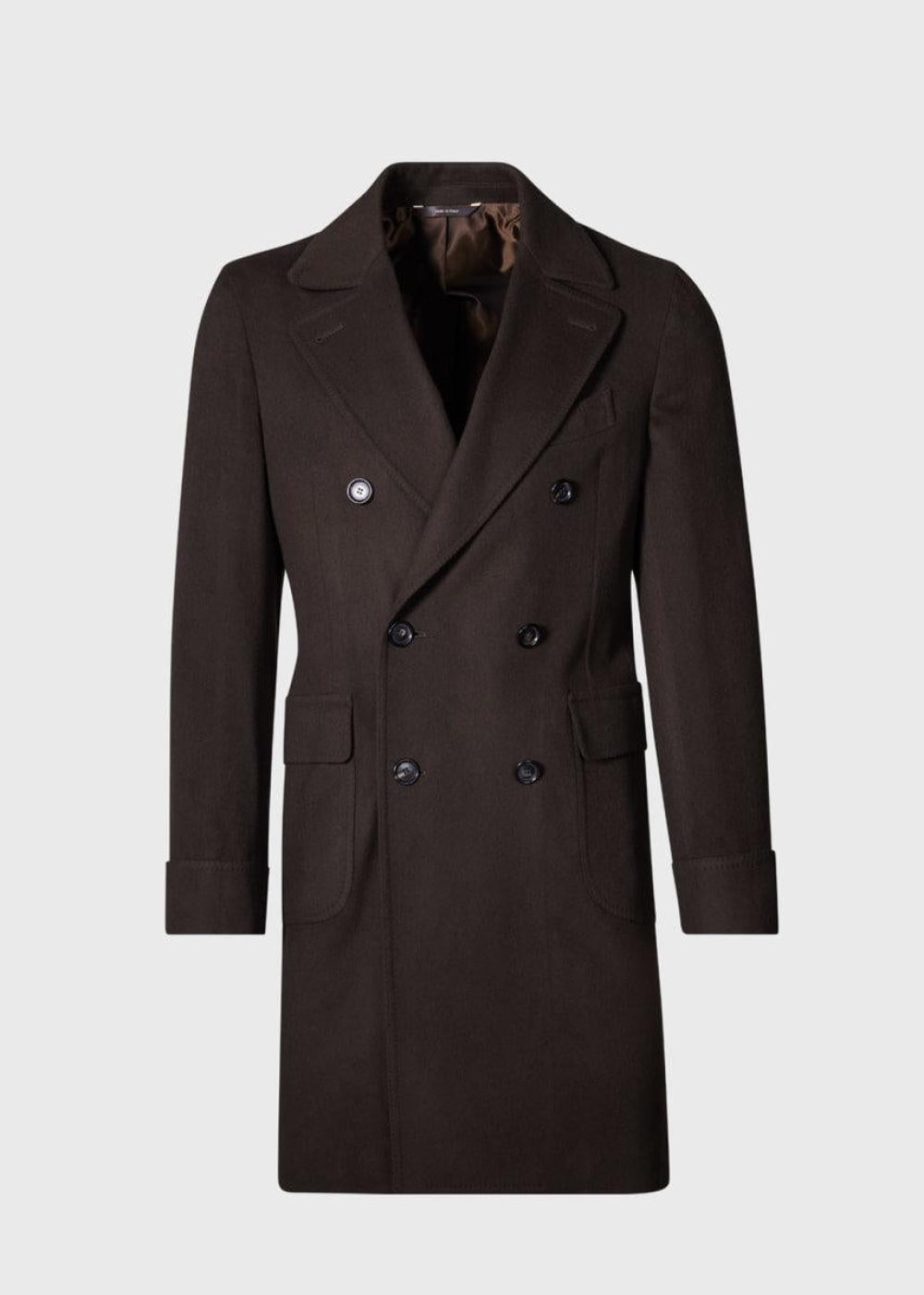 Wool & Cashmere Double Breasted Coat - Brown - Trench Coat