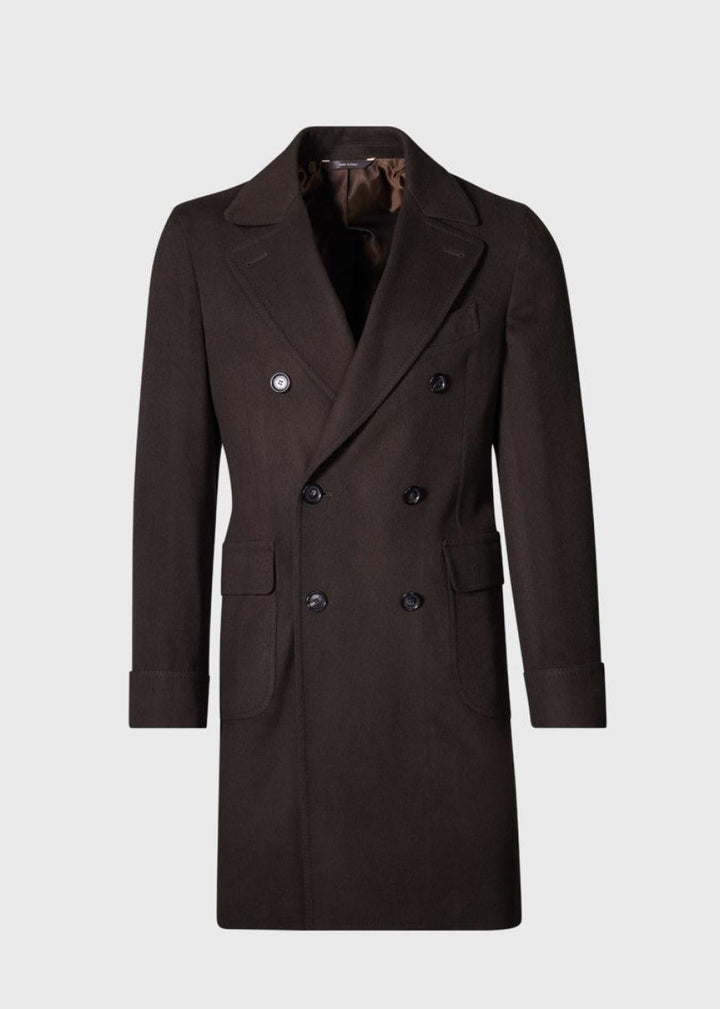 Wool & Cashmere Double Breasted Coat - Brown - Trench Coat
